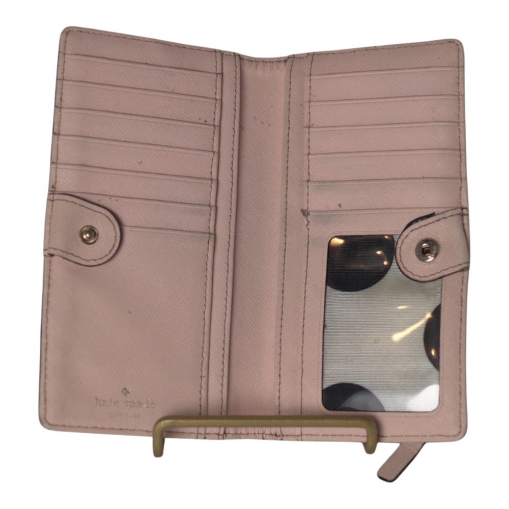 Kate Spade Stacy Wallet Cream Black Saffiano Leather Bifold - Picture 6 of 10
